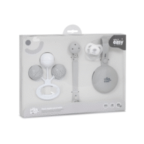 Set 4 piezas silicona (chupetero +porta + chupete + sonajero) Set58 Interbaby