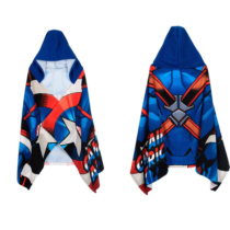 Toalla playa microfibra abierta y con gorrito Capitán Ámerica 18219 Suncity