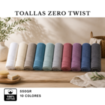 Toalla premium Zero Twist 550gr 100 algodón DMATEO